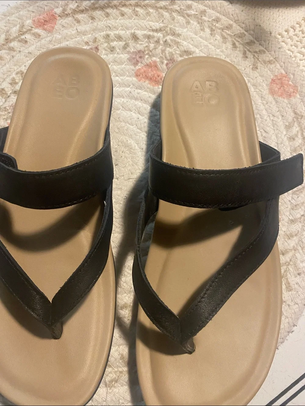 Abeo Women’s Black Slide Sandals with Tan Footbed